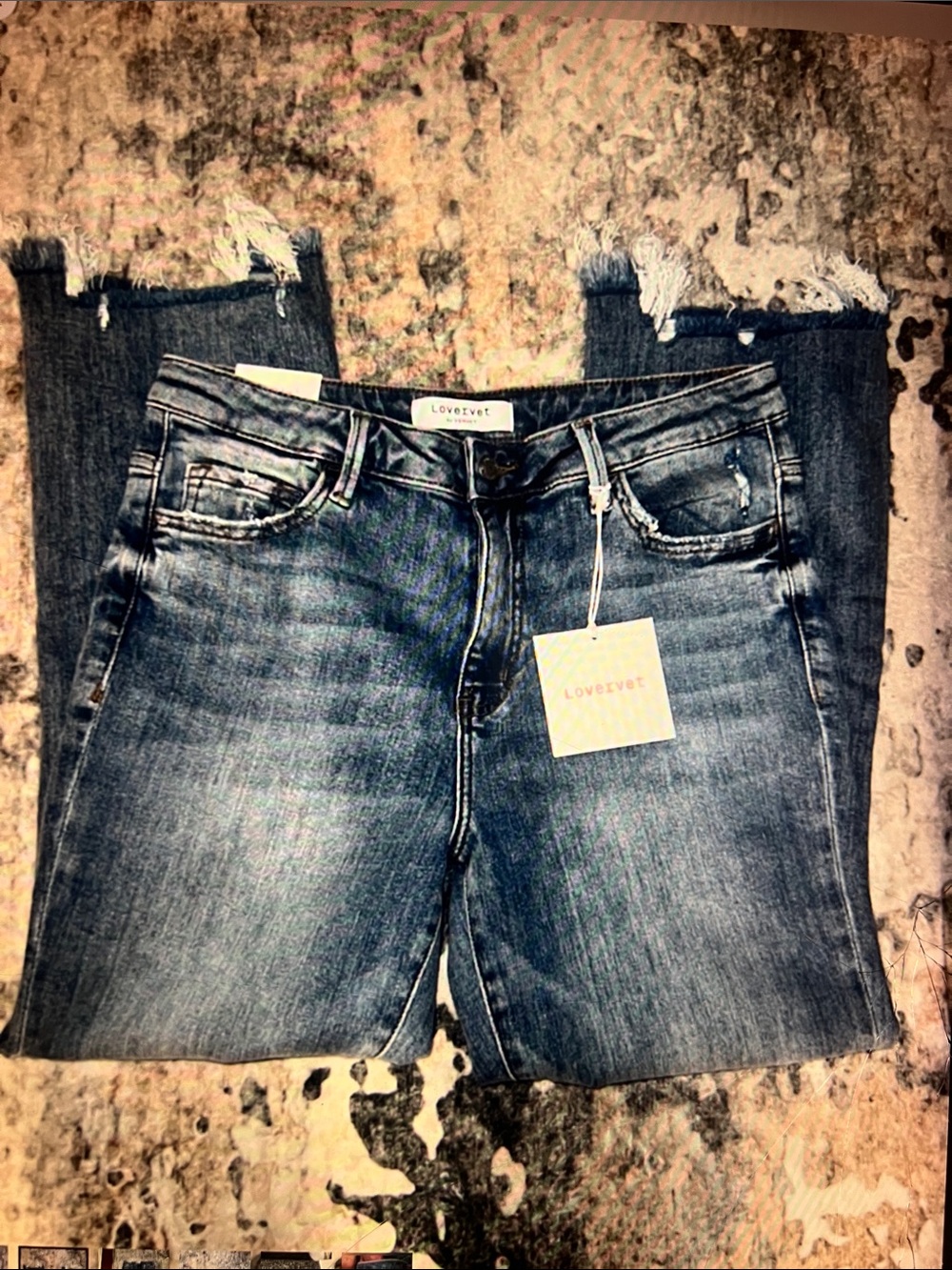 Lovetvet Distressed Hem Dark Wash Jeans